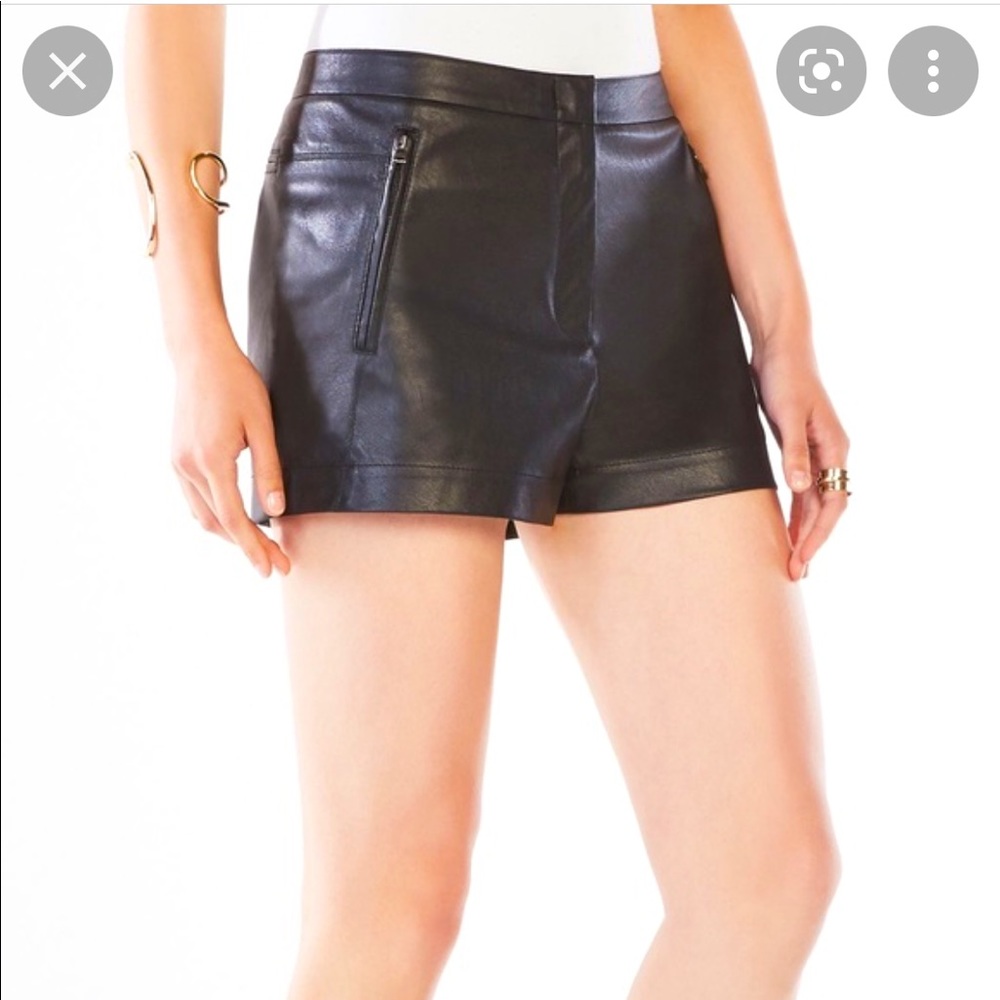 Bcbg MaxAzria Yazzy high waist black faux leather shorts size 8